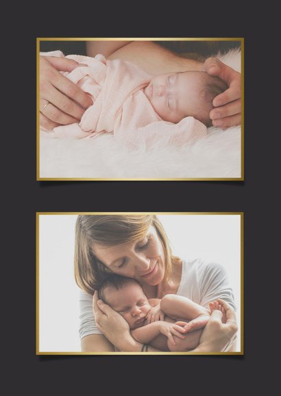 Fotokaartje bedankt geboorte met grote eigen foto en naam 2
