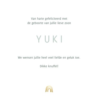 Fotokaartje geboorte met goudlook regenboog 3