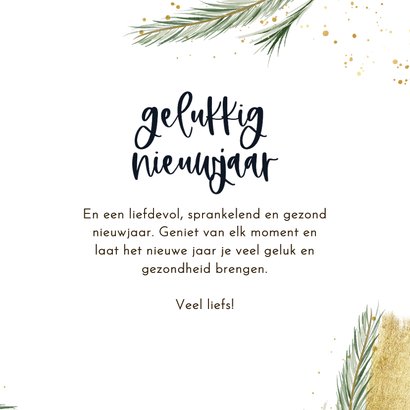 Fotokaartje liefdevol nieuwjaar takjes goud fotostrip 3