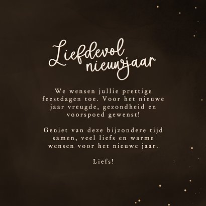 Fotokaartje met gouden hart vuurwerk en foto nieuwjaar 3