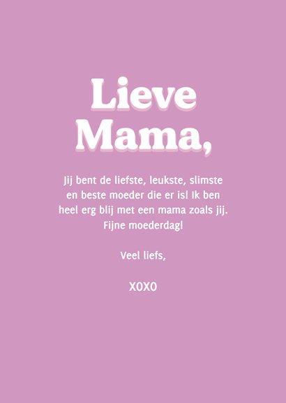 Fotokaartje trendy lila moederdag met hartjes 3