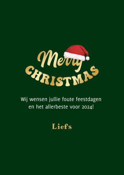 Foute kerstkaart humor grappig foto's kerst sweaters groen 3