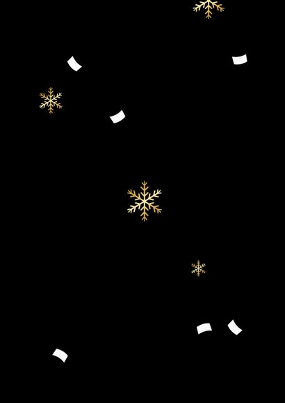 Foute kerstparty uitnodiging panterprint kerstballen sneeuw Achterkant