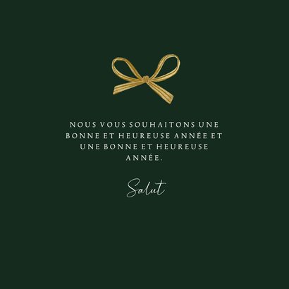 Franse nieuwjaarskaart met foto kerstboom en strik 3