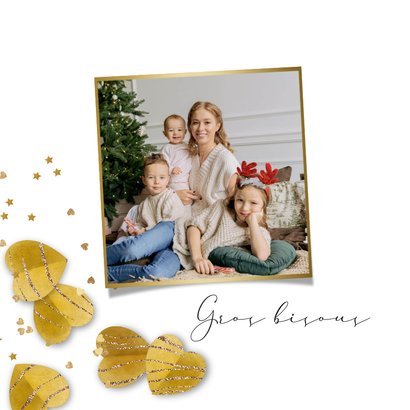 Franse nieuwjaarskaart met hartjes confetti goudlook 2