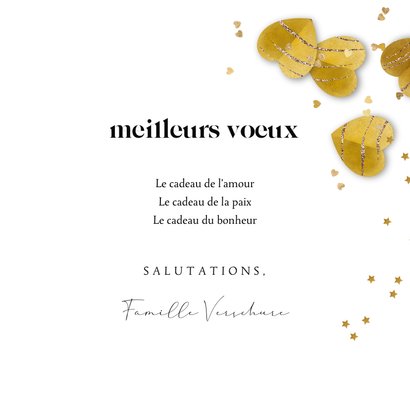 Franse nieuwjaarskaart met hartjes confetti goudlook 3