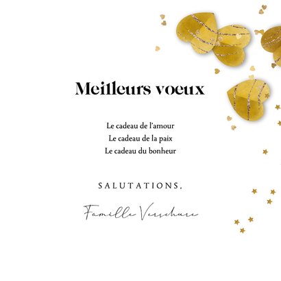 Franse nieuwjaarskaart met hartjes confetti goudlook 3