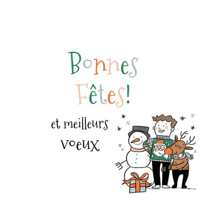 Franstalige fotokaart nieuwjaar patroon sneeuwpop  2