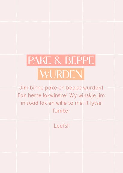 Fries felicitatiekaartje pake en beppe wurden famke 3