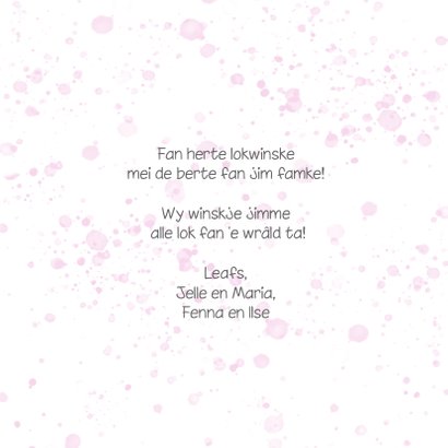 Fryske felicitatiekaart, famke 'Berne in leaf lyts' 3