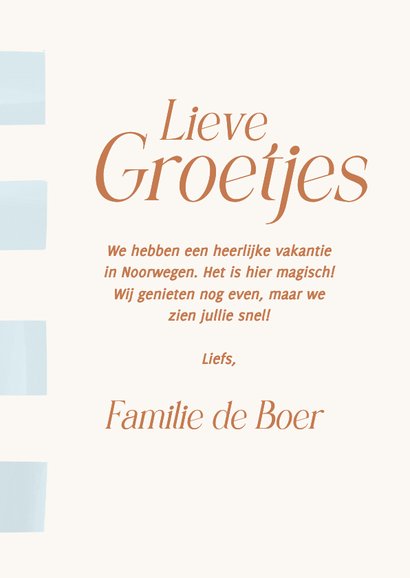 Geblokt fotokaartje lichtblauw groetjes winter 3