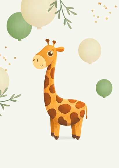 Geboorte felicitatie giraf ballonnen jungle dieren 2