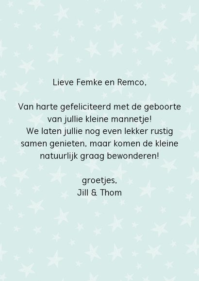 geboorte felicitatie kaart sterren patroon jongen 3
