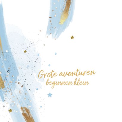 Geboorte felicitatiekaart jongen licht blauw penseel strepen 2