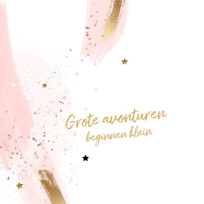 Geboorte felicitatiekaart meisje roze penseel strepen 2