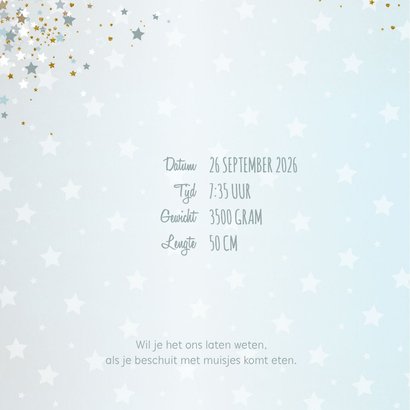 Geboorte hip blauw kaartje met vele sterretjes 2
