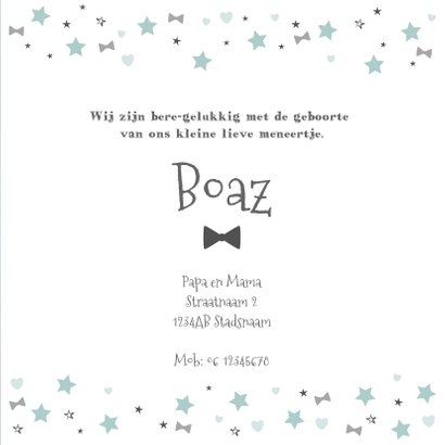 Geboorte Hip kaartje met een lief beertje en een strikje 3