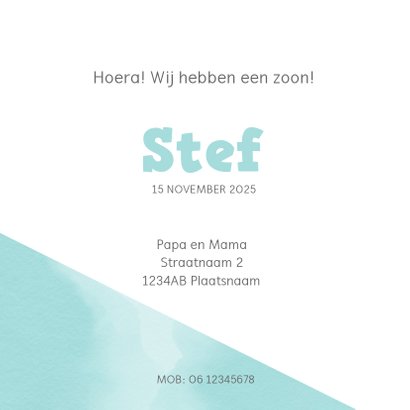 Geboorte hip kaartje waterverf met lief ijsbeertje 3