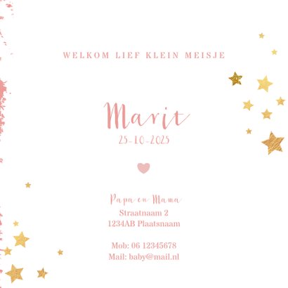 Geboorte hip roze kaartje met een schattig beertje 3