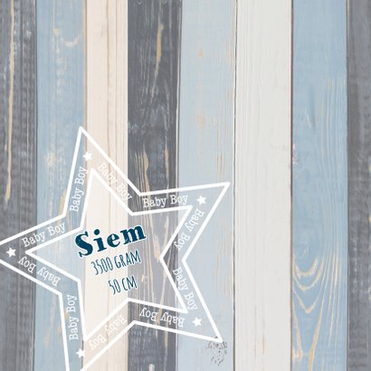 geboorte jongen blauw hout ster 2