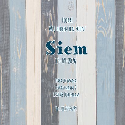geboorte jongen blauw hout ster 3
