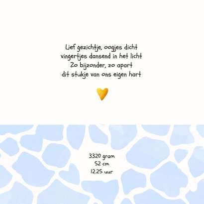 Geboorte jongen giraf print blauw aquarel 2