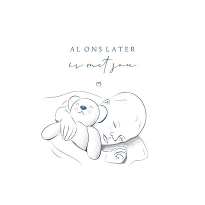 Geboorte jongetje realistische illustratie baby met beertje 2