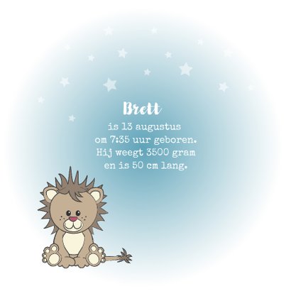 Geboorte kaart jongen lief leeuw sterren 2