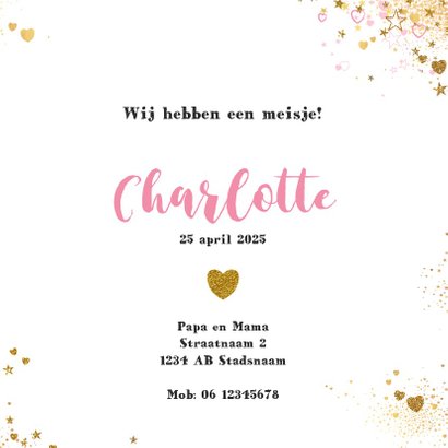 Geboorte lief kaartje met een hart van hartjes en sterren 3