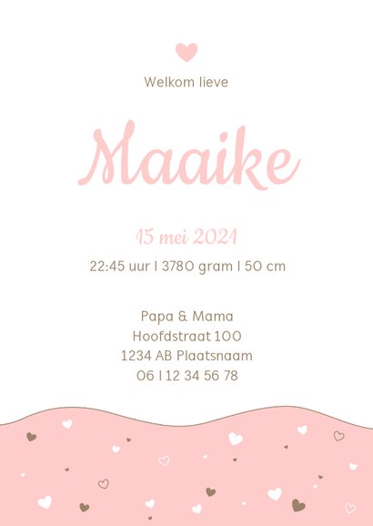 Geboorte - Lijn met hartje en kleine hartjes 3