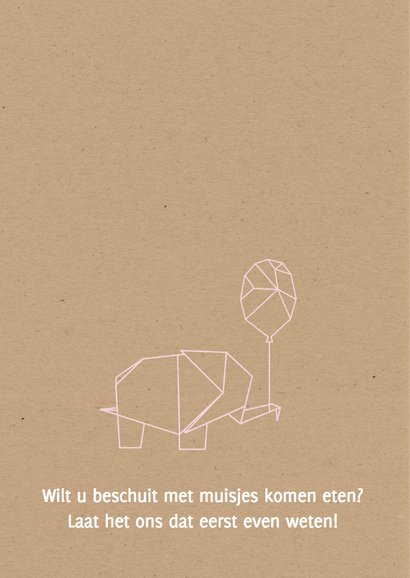 Geboorte- Meisje origami olifant 2