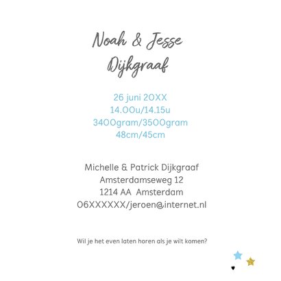 Geboorte tweeling veertjes jongen 3