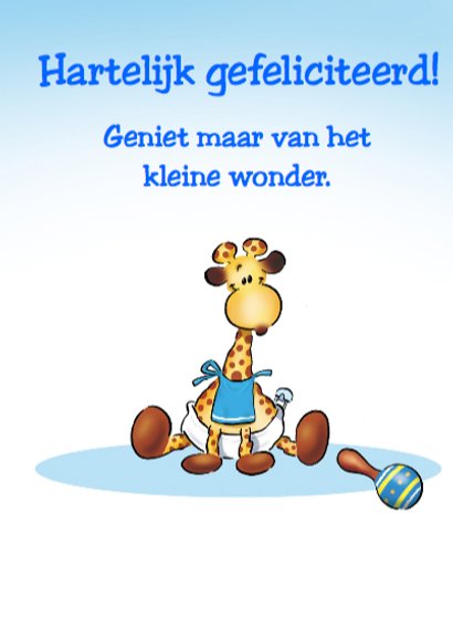 Felicitatie geboorte zoon giraffen kijken in wieg 3