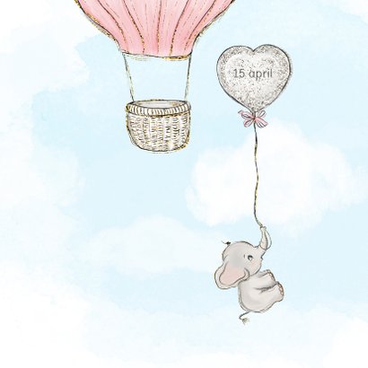 Geboortekaart adoptie meisje - luchtballon 2