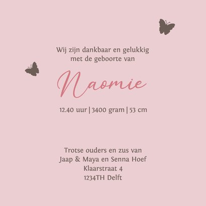 Geboortekaart bakfiets baby meisje met grote zus en broer 3