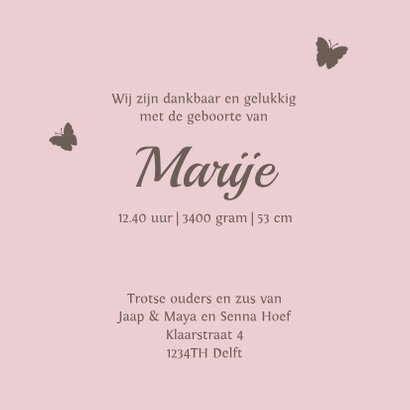 Geboortekaart bakfiets baby meisje met grote zus en broer 3