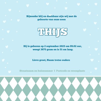 Geboortekaart beertje Thijs IH 3