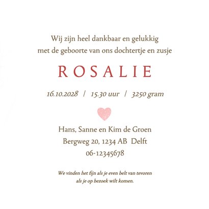 Geboortekaart beren tussen bloempjes roze 3