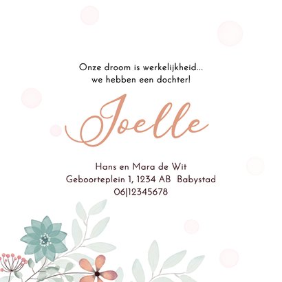 Geboortekaart bloemen en cirkel voor babyfoto 3