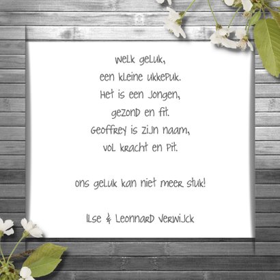 Geboortekaart bloemen en vlinder A 3