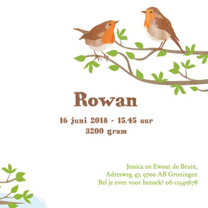 Geboortekaart boom roodborstje 3