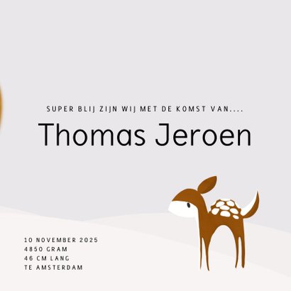 Geboortekaart bos - hertje - bomen - herfst 3