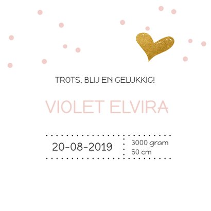 Geboortekaart confetti goud hart 3