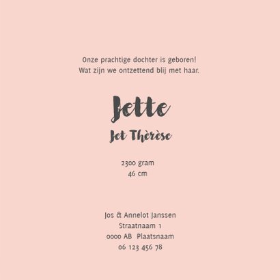 Geboortekaart confetti roze - BC 3