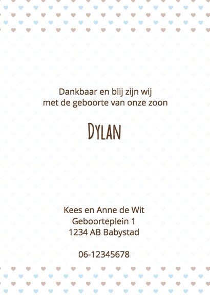Geboortekaart giraf blauw-bruin 3