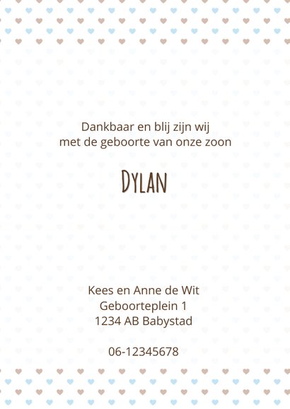 Geboortekaart giraf blauw-bruin 3