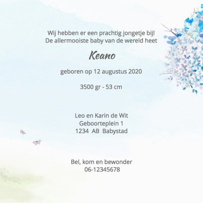 Geboortekaart hertje met boom-jongen 3