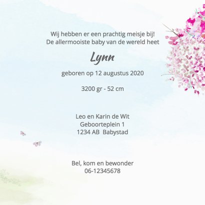 Geboortekaart hertje met boom-meisje 3