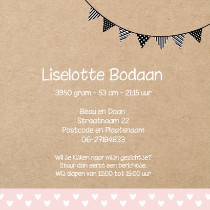 Geboortekaart hobbelpaard meisje 3