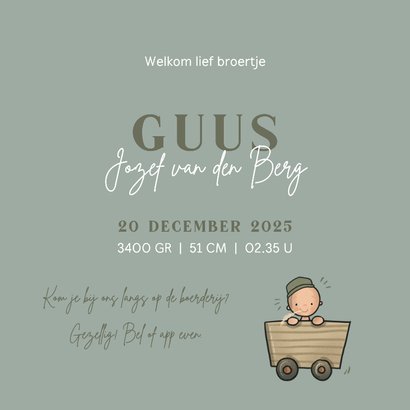 Geboortekaart hoera een broertje grote zus 3